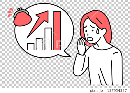 物価高騰で動揺する若い女性 137954357