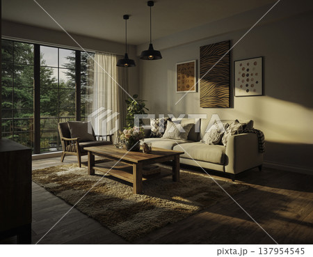 自然光が差し込むナチュラルモダンなリビング空間|シンプルで上質な暮らしのインテリア 自然光が差し込むナチュラルモダンなリビング空間|シンプルで上質な暮らしのインテリア 137954545