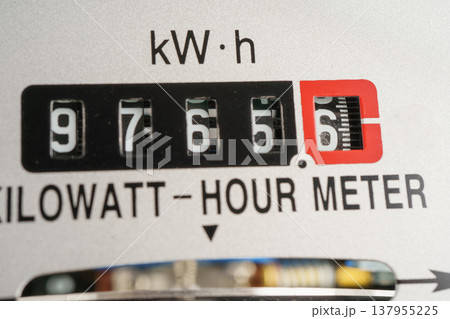 Electric measuring power meter for energy cost at home and office. Electric measuring power meter for energy cost at home and office. 137955225