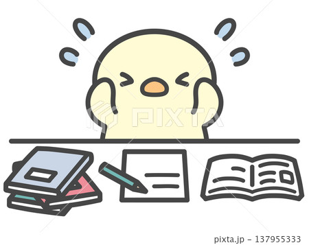勉強で頭を抱えて焦るひよこの手書きイラスト 宿題が終わらない・わからない問題に困る受験生 勉強で頭を抱えて焦るひよこの手書きイラスト 宿題が終わらない・わからない問題に困る受験生 137955333