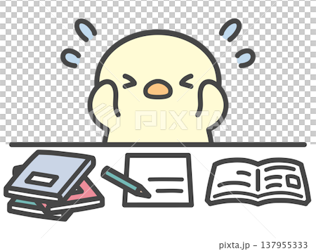 勉強で頭を抱えて焦るひよこの手書きイラスト 宿題が終わらない・わからない問題に困る受験生 勉強で頭を抱えて焦るひよこの手書きイラスト 宿題が終わらない・わからない問題に困る受験生 137955333