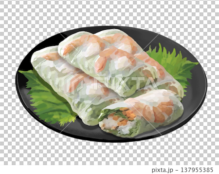 Fresh spring rolls (4 pieces and cross-section) Fresh spring rolls (4 pieces and cross-section) 137955385