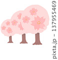 桜並木のシンプルなイラスト 137955469