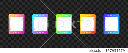 Scan me Frame. Camera Scan Frame with QR code button. Mobile payment and shop identification. Blank icon and sticker for retail app. Minimalist Vector illustration Scan me Frame. Camera Scan Frame with QR code button. Mobile payment and shop identification. Blank icon and sticker for retail app. Minimalist Vector illustration 137955679