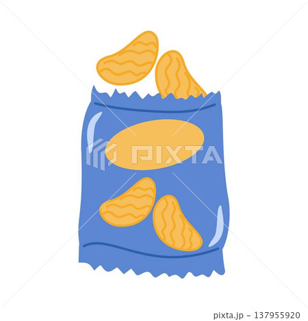 bag of potato chips, junk food illustration bag of potato chips, junk food illustration 137955920
