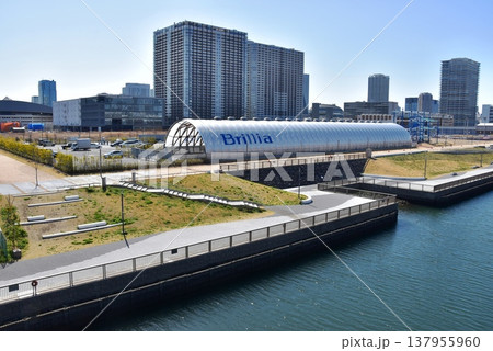 東京都江東区　有明親水海浜公園と周辺街並み 137955960