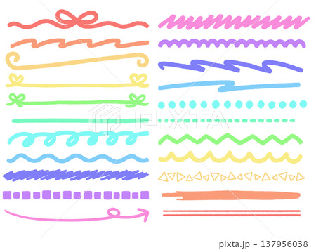 手描きのラインセット　パステルカラー 137956038