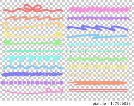 Hand-drawn line art set, pastel colors 137956038