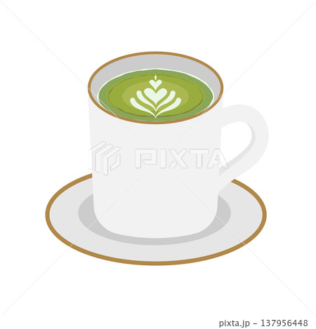 マグカップに入った抹茶オレのイラスト 137956448
