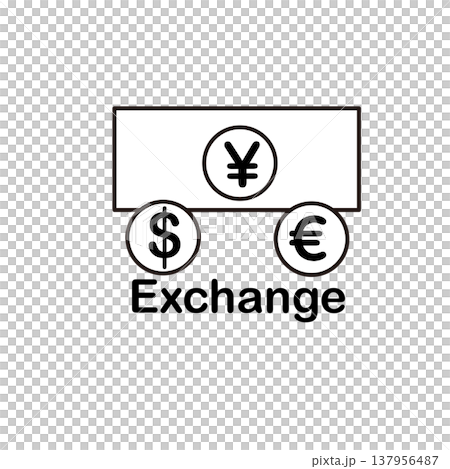 Currency exchange icon (Yen, Euro, Dollar symbols / with the word EXCHANGE) Currency exchange icon (Yen, Euro, Dollar symbols / with the word EXCHANGE) 137956487