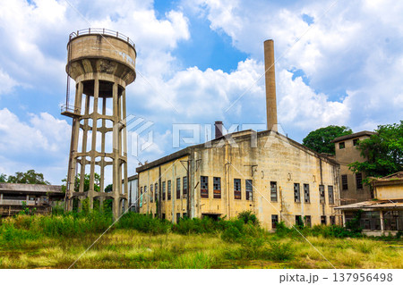 Historical Thai Paper Mill Building in Kanchanaburi, World War II Era Industrial Architecture Historical Thai Paper Mill Building in Kanchanaburi, World War II Era Industrial Architecture 137956498