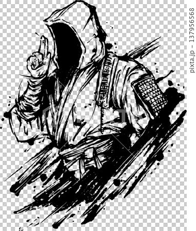 忍者墨畫插圖 忍者墨畫插圖 137956568