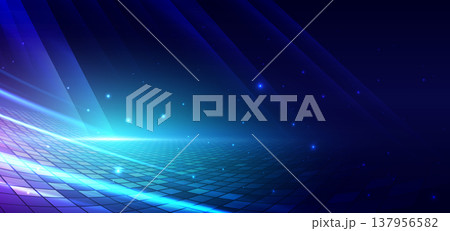 Futuristic abstract background featuring flowing neon light waves . 137956582