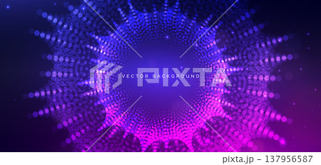 Technology futuristic dot blue and purple glowing background. 137956587