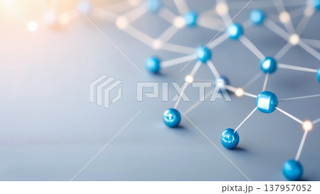 青いノードで表現されたネットワーク接続とデジタル通信の背景 137957052