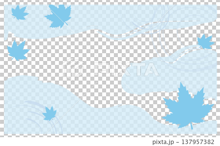 A refreshing Japanese-style illustration of maple leaves and ripples in summer. 137957382