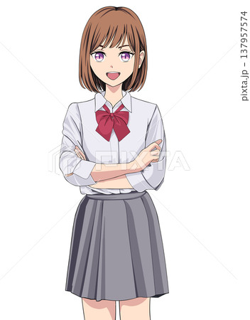 セーラー服を着た女子高生のイラスト 137957574