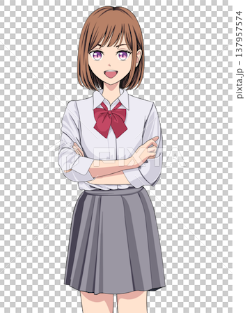 セーラー服を着た女子高生のイラスト 137957574