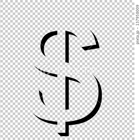Black 3D letter "$" with shadow design, shadowed black "$" typography material, black "$" expressed in 3D lettering Black 3D letter "$" with shadow design, shadowed black "$" typography material, black "$" expressed in 3D lettering 137958009