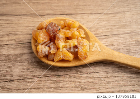 Frankincense or olibanum aromatic resin used in incense and perfumes. 137958183