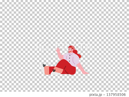 Illustration of a cute girl sitting down Illustration of a cute girl sitting down 137958506