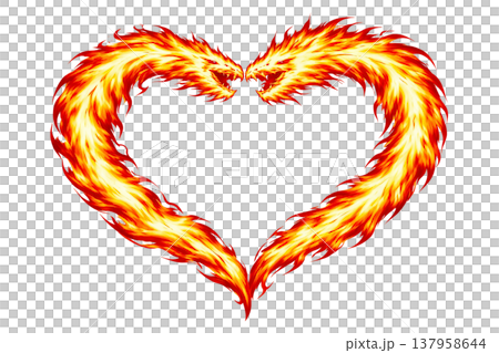 炎の龍神ハートフレーム_AI 137958644