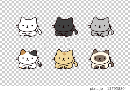 いろいろな種類のネコのイラストセット 137958804