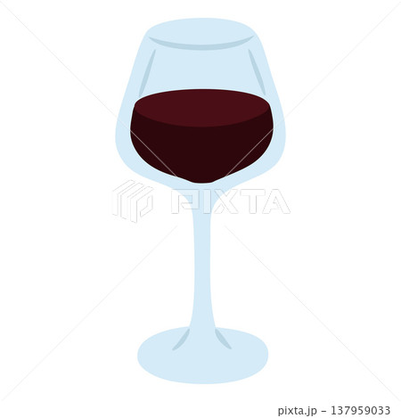 Glass of wine vector flat illustration, alcohol beverage, cabernet wineglass, red sparkling wine, party drink Glass of wine vector flat illustration, alcohol beverage, cabernet wineglass, red sparkling wine, party drink 137959033