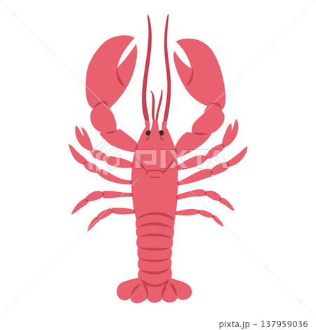 Lobster, cancer with claws flat vector icon, aquatic creature crayfish, underwater wildlife animal Mediterranean seafood 137959036