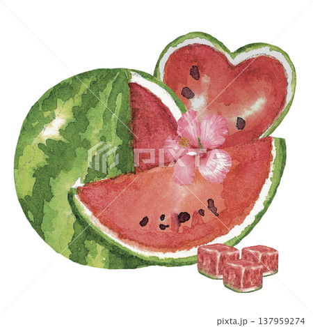 Creative Watermelon Fruit Composition Illustration Creative Watermelon Fruit Composition Illustration 137959274