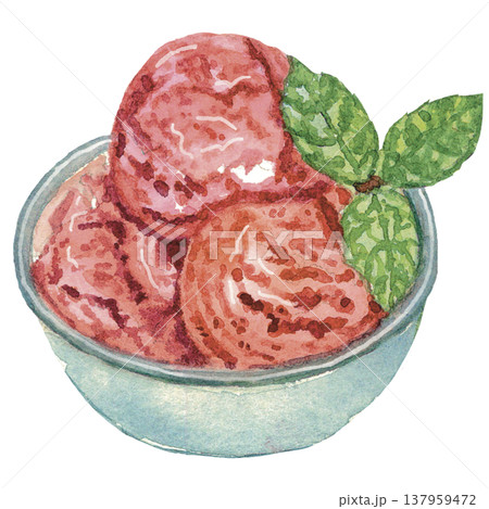 Watermelon Ice Cream Bowl Illustration 137959472