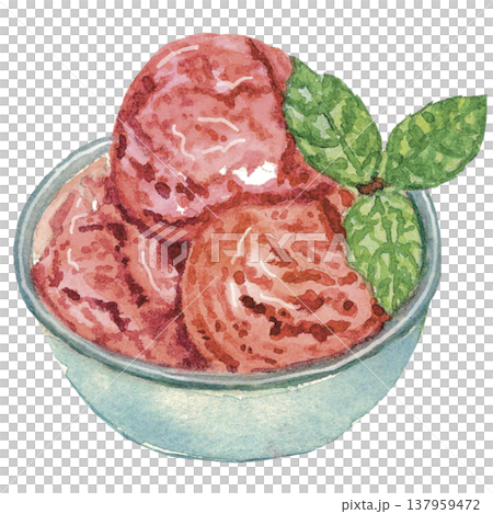 Watermelon Ice Cream Bowl Illustration 137959472