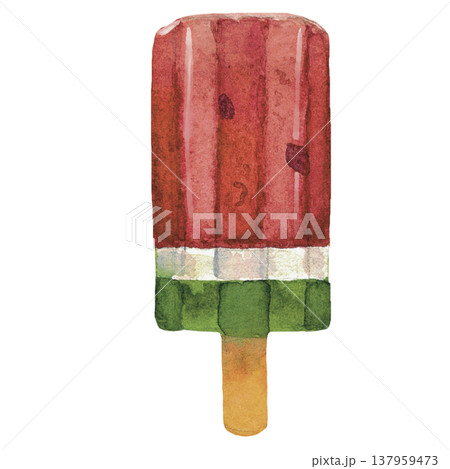 Watermelon Popsicle Ice Cream Illustration Watermelon Popsicle Ice Cream Illustration 137959473