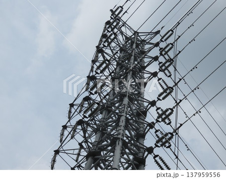 電線が連なる送電線 電線が連なる送電線 137959556