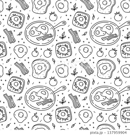 Seamless hand-drawn breakfast pattern  137959904