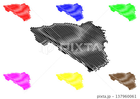 Tenedos island (Republic of Turkey) map vector illustration, scribble sketch Bozcaada map 137960061