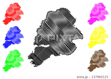 Tjeldoya island (Kingdom of Norway) map vector illustration, scribble sketch Dielddasuolu map 137960125