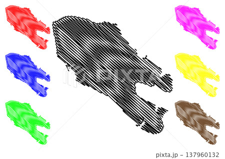 Traill island (Kingdom of Denmark, Greenland, North America) map vector illustration, scribble sketch Traill map 137960132