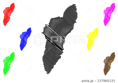 Tromsoya island (Kingdom of Norway) map vector illustration, scribble sketch Romssasuolu map 137960135