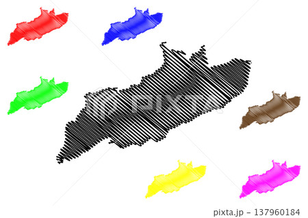 Valentia island (Republic of Ireland) map vector illustration, scribble sketch Isle of Dairbhre map 137960184