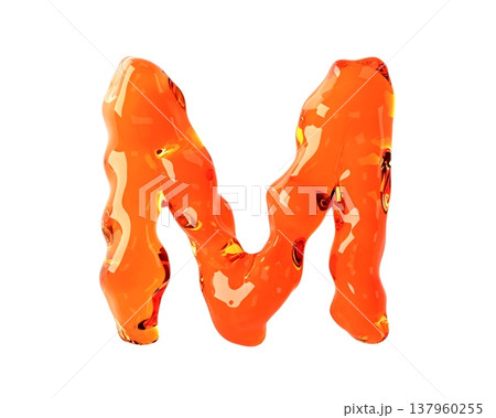 Letters made of orange amber like material Letters made of orange amber like material 137960255