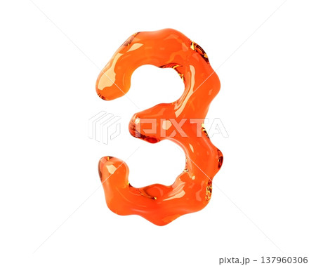 Digits made of orange amber like material Digits made of orange amber like material 137960306