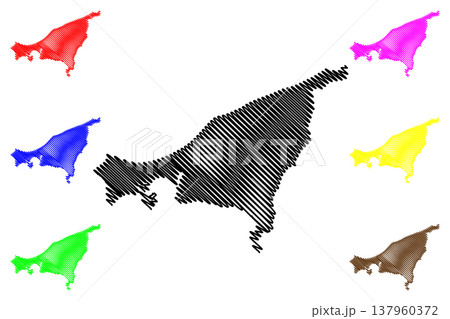 Wolin island (Baltic Sea, Republic of Poland) map vector illustration, scribble sketch Wolin map 137960372