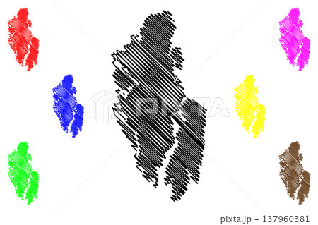 Ytre Sula island (Kingdom of Norway) map vector illustration, scribble sketch Ytre Sula map 137960381