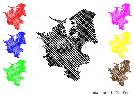 Zealand island (Kingdom of Denmark) map vector illustration, scribble sketch Sealand map 137960565