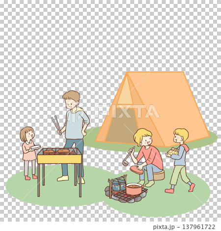 Illustration of a family camping 137961722