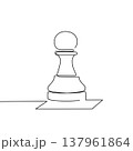 Continuous line drawing of chess piece. Chess pawn. Minimalist black linear sketch isolated on white background. Hand drawn vector illustration. 137961864