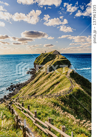 積丹ブルーと神威岬の稜線 空と海が広がる北海道の名所 137961935