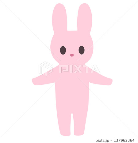 両手を広げて立つピンクのウサギ 137962364