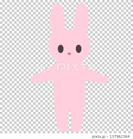 両手を広げて立つピンクのウサギ 137962364